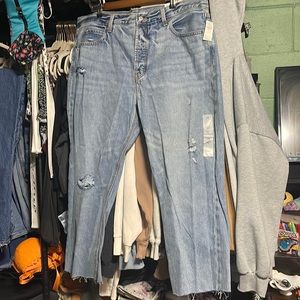 High rise cropped straight leg Jean